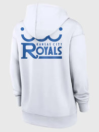 Kansas City Royals 2026 City Connect Hoodie Hoodie unisex detail view 2 | Dash Racegear — Nike Royals 2026 City Connect women’s white Therma hoodie, soft insulated design for chilly everyday fan wear.