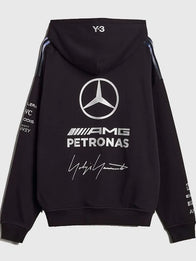Y-3 x Mercedes-AMG F1 Black Hoodie Hoodie unisex detail view 2 | Dash Racegear — Black Y-3 Mercedes-AMG F1 2026 hoodie with sleek design, ideal for casual and sporty outfits.