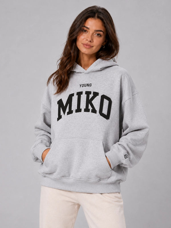 Young Miko Gap Hoodie Hoodie unisex detail view 5 | Dash Racegear — Gap grey hoodie Young Miko with fresh streetwear inspired, signature visuals, monochrome styling, and a mood