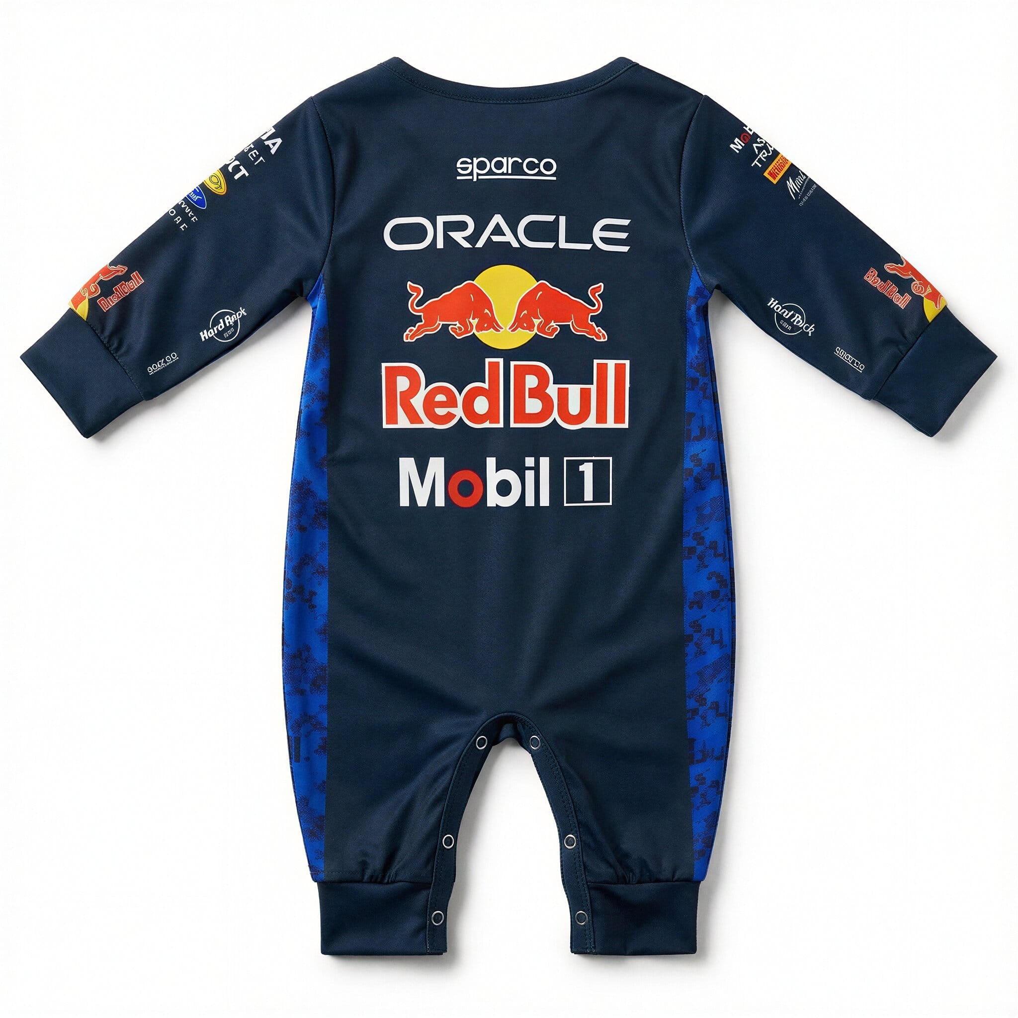Red Bull Longsleeve Onesie Jumpsuit - 2026 New Season back view baby onesie by Dash Racegear