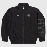 Hypebeast x Umbro 20th Anniversary Spellout Track Jacket Jacket unisex front product view | Dash Racegear — Anniversary edition Hypebeast x Umbro track jacket in sporty retro vibe