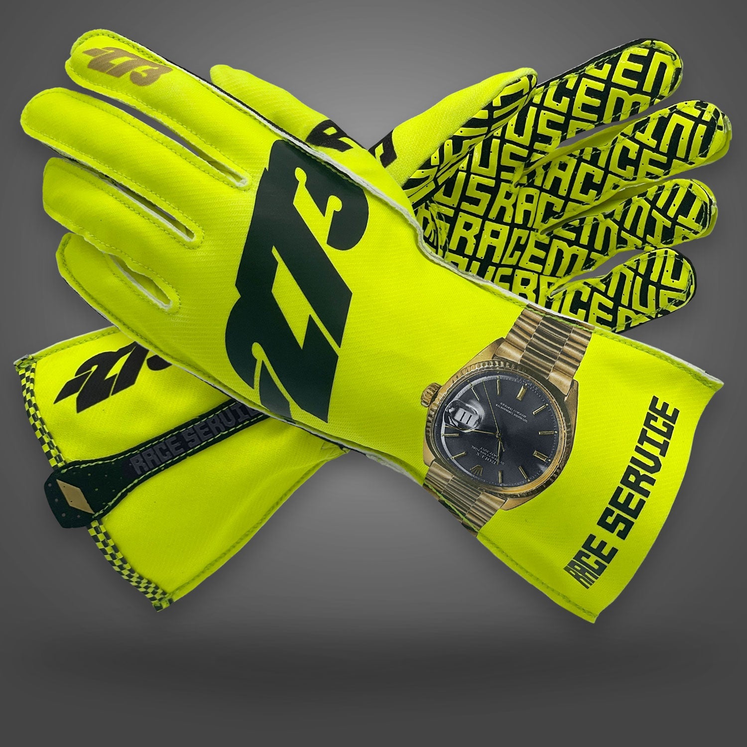 -273 x RACE SERVICE FLUO YELLOW Asymmetric - Glove | DASH RACEGEAR