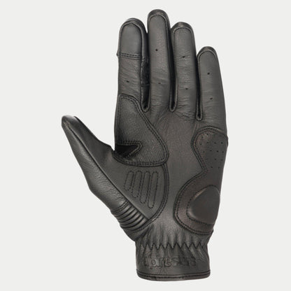 Alpinestars Crazy Eight Gloves, Motorcycle Gloves, Black, palm view showing reinforced leather construction, textured grip panels on palm and thumb, and embossed branding on the wrist cuff