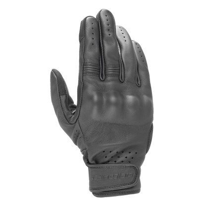 Alpinestars Dyno Leather Gloves, Black Motorcycle Gloves, Goat Leather Construction with Covered Hard Knuckle Protection, Perforated Ventilation on Fingers and Wrist, Velcro Strap Closure, Minimalistic Urban Design