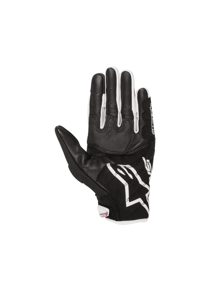 Alpinestars Stella SMX-2 Air Carbon V2 Women's Gloves, black and white leather palm with reinforced 3D mesh panels.