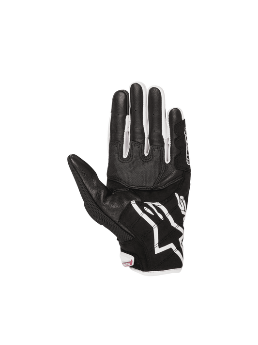 Alpinestars Stella SMX-2 Air Carbon V2 Women's Gloves, black and white leather palm with reinforced 3D mesh panels.