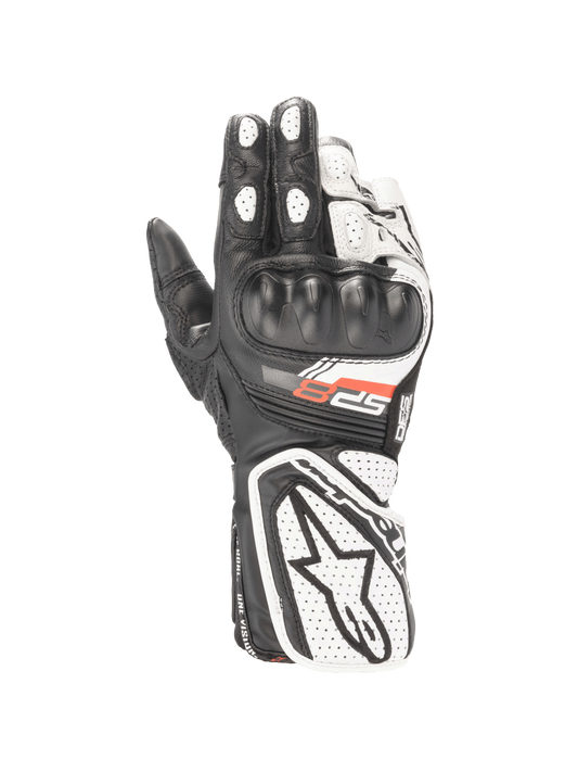Alpinestars Stella SP-8 V3 Gloves, Women's Motorcycle Racing Gloves, Black and White, Leather with CE Certified Knuckle Protection.