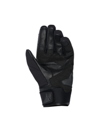 Alpinestars SP X Z Waterproof Gloves, Palm View, Black Black, featuring a durable leather palm with reinforced sections, palm slider, and a soft neoprene cuff with an adjustable Alpinestars logo strap.