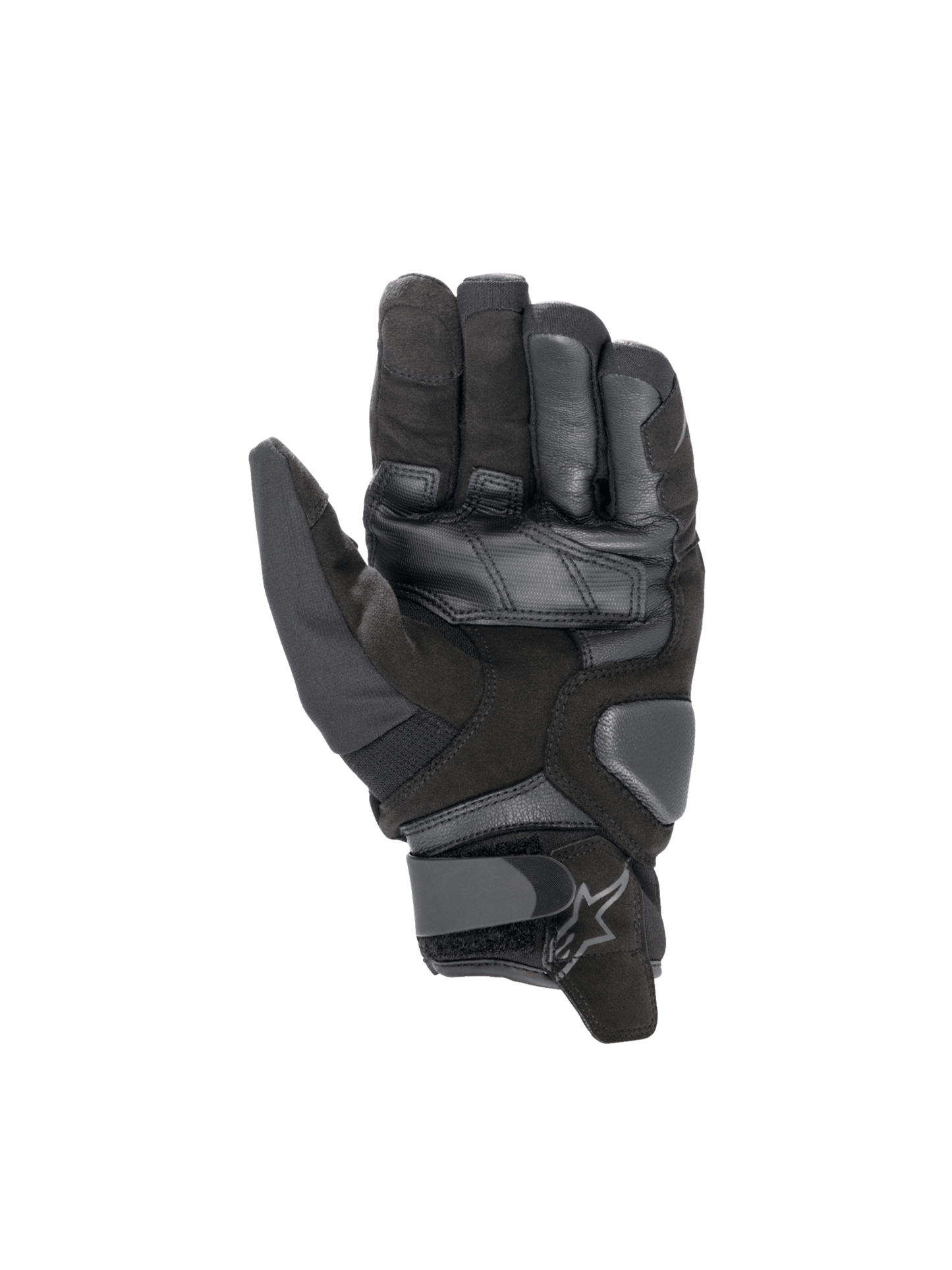Alpinestars Smx-1 Drystar® Gloves, black waterproof short-cuff motorcycle road gloves with reinforced goat leather palms.