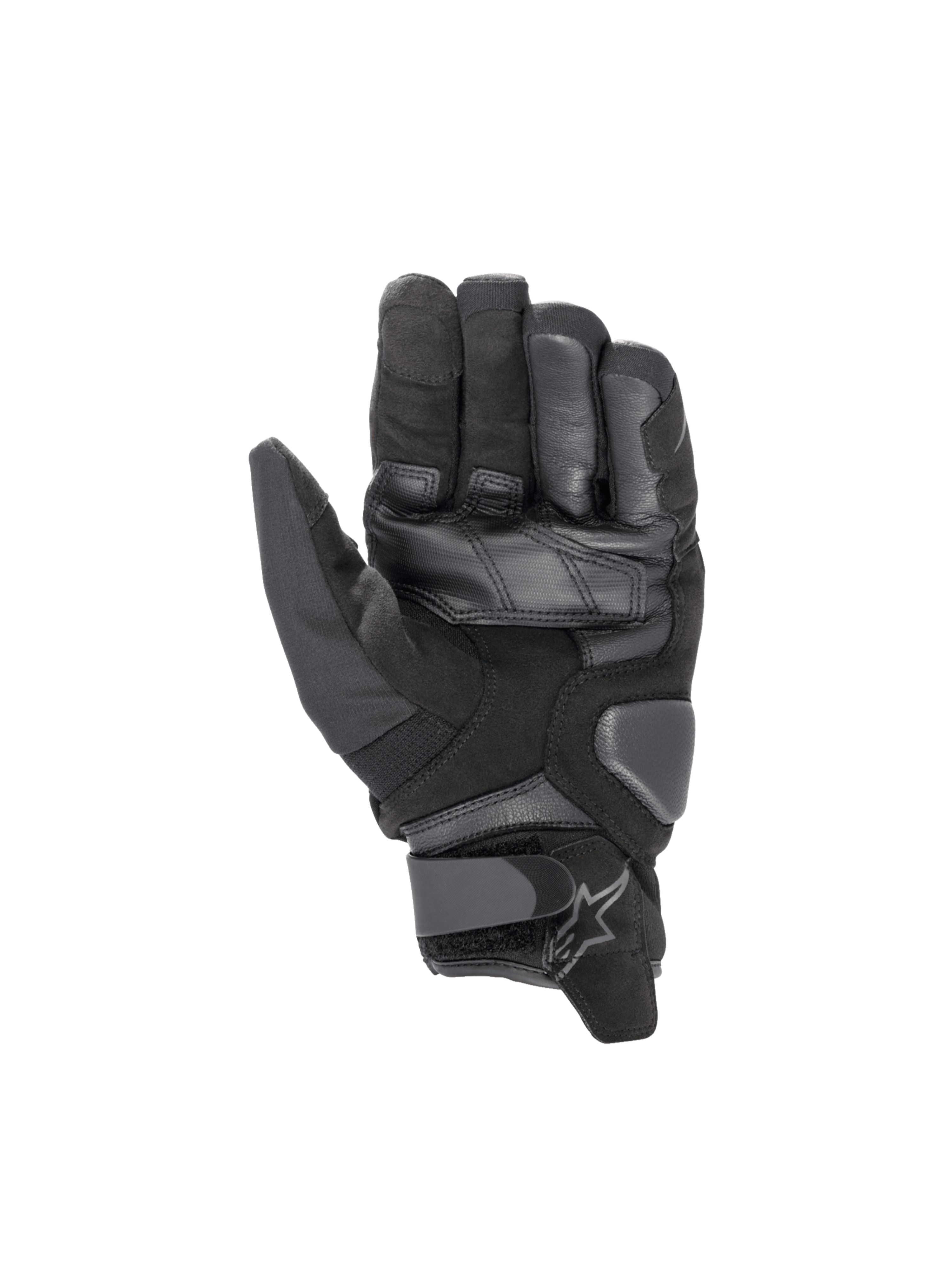Alpinestars Smx-1 Drystar® Gloves, black waterproof short-cuff motorcycle road gloves with reinforced goat leather palms.