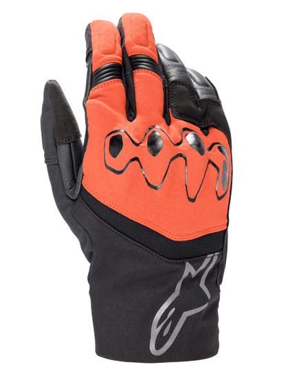 Alpinestars Hyde XT Drystar® XF Gloves, Motorcycle Touring Gloves, Fire Red and Black, featuring protective viscoelastic knuckles, Alpinestars logo on the cuff, and waterproof textile and leather construction.