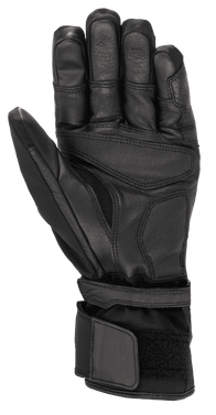 Alpinestars Range 2 In One GORE-TEX Glove With Goregrip Tech, Motorcycle Glove, Black, Palm View showing goat leather construction, reinforced grip areas, and long cuff with velcro adjustment for secure fit.