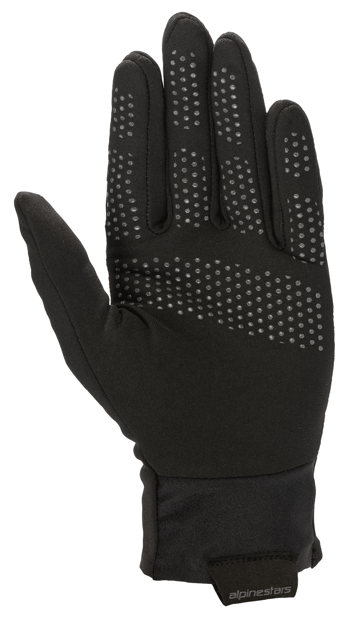 Alpinestars Range 2 In One GORE-TEX Inner Glove, Removable Thermal Liner, Black, featuring textured grip dots on the palm and fingers, stretch cuff with Alpinestars logo tab, thermal accessory for multi-season motorcycle gloves