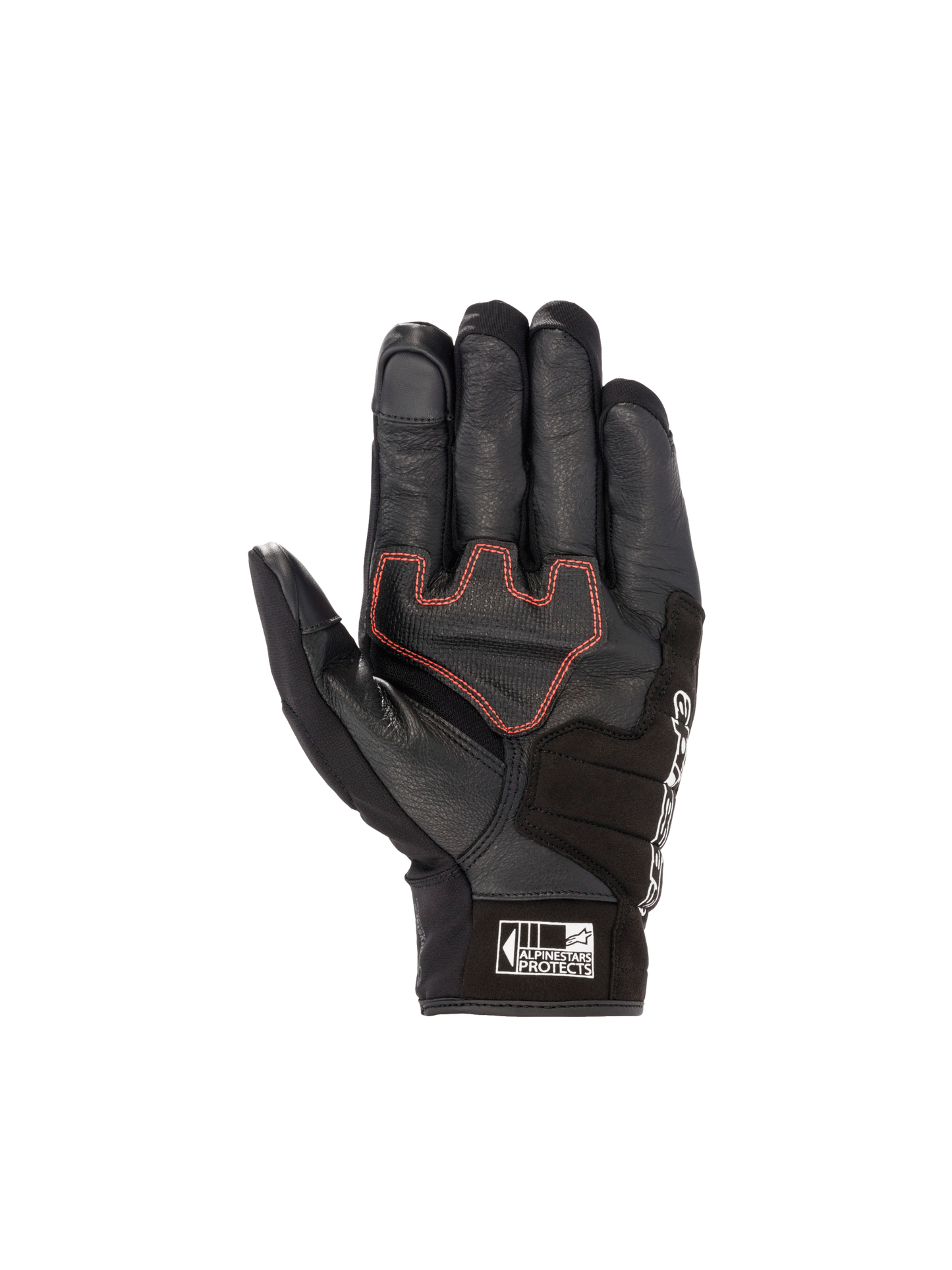 Honda SMX Z Drystar® Glove, waterproof black goat leather motorcycle glove with bright red accents and reinforced palm.