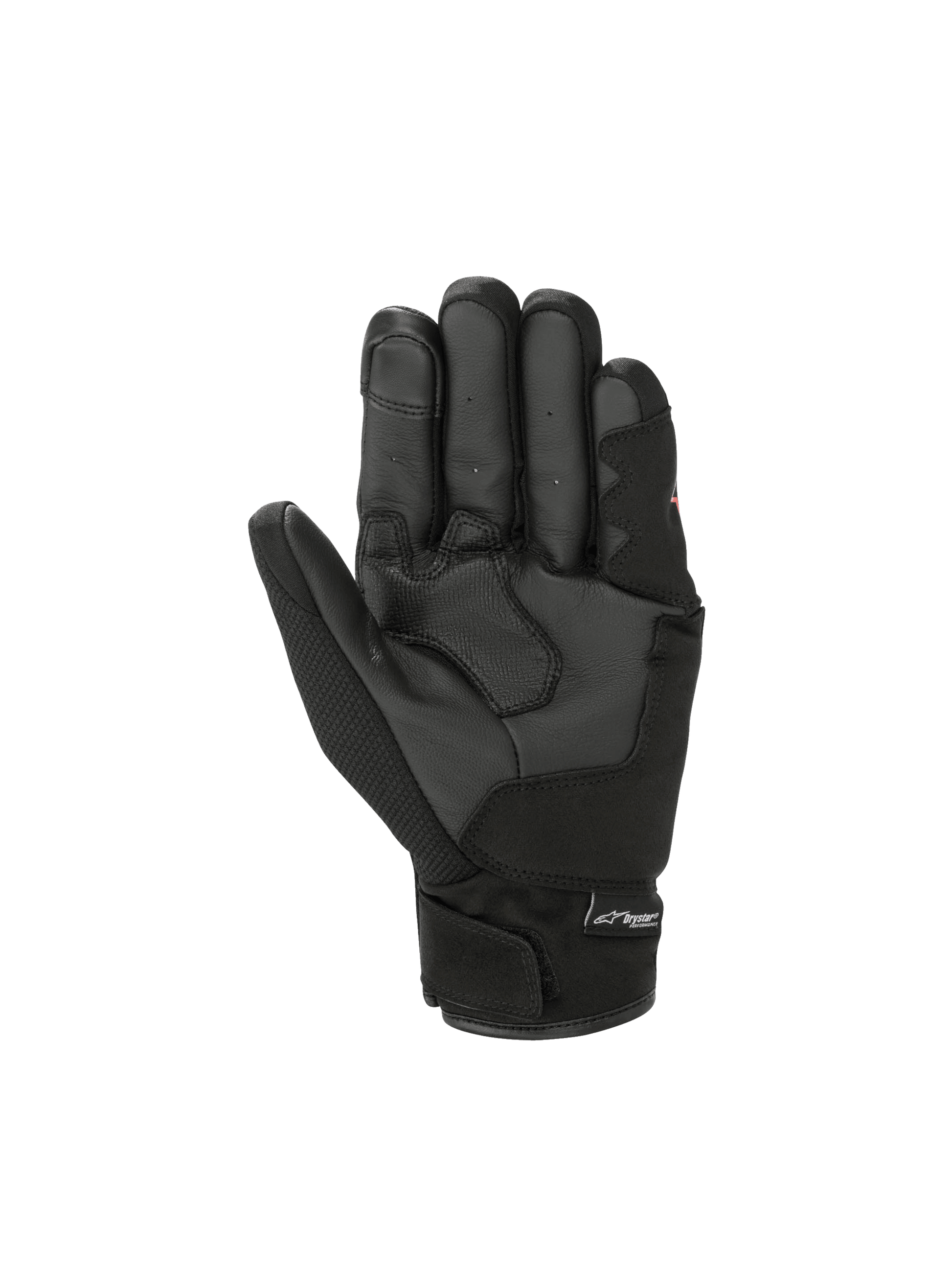 Alpinestars S-Max Drystar® Gloves, black waterproof motorcycle sport gloves for men with leather palm and short-cuff design.