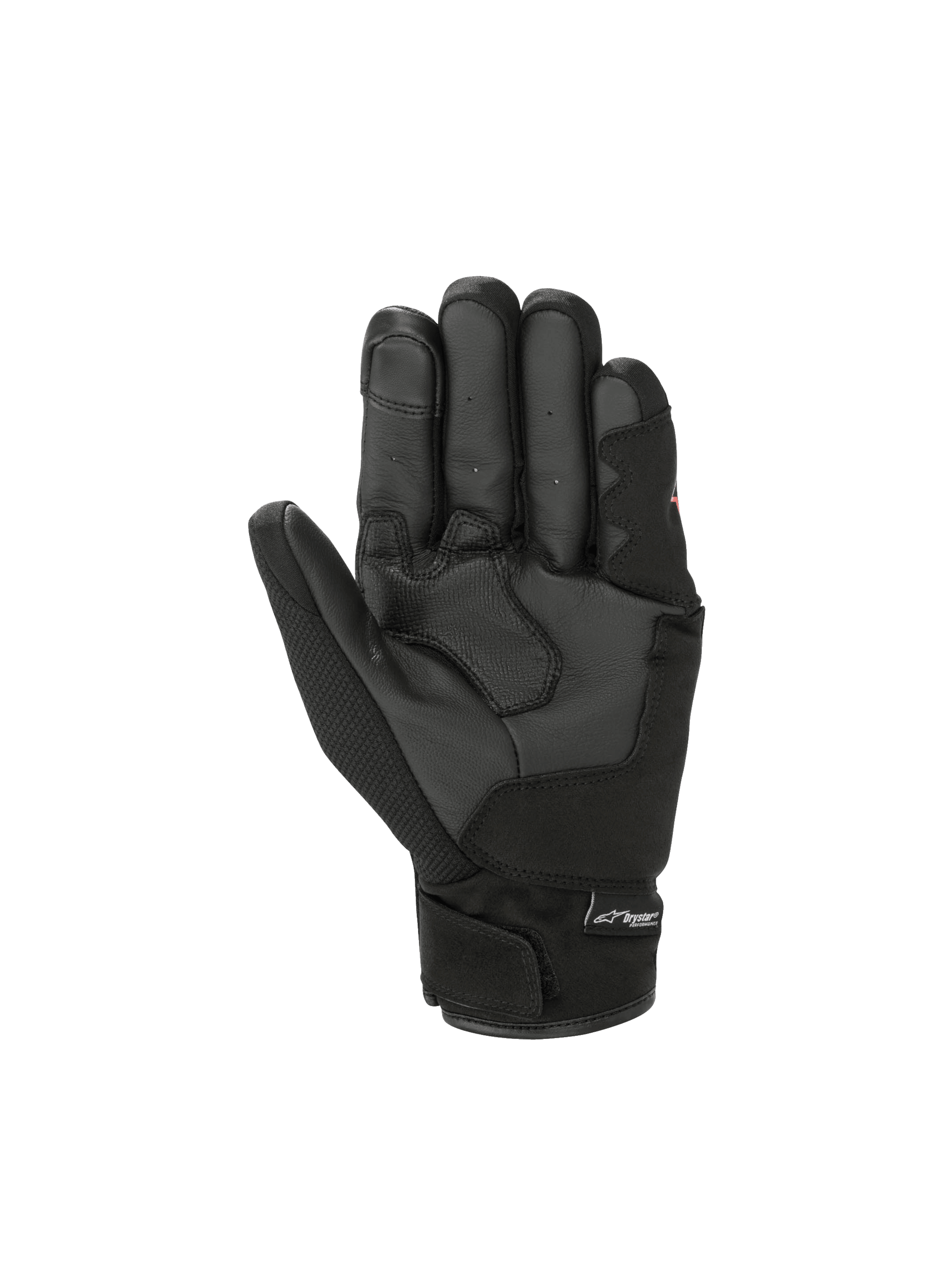 Alpinestars S-Max Drystar® Gloves, black waterproof motorcycle sport gloves for men with leather palm and short-cuff design.