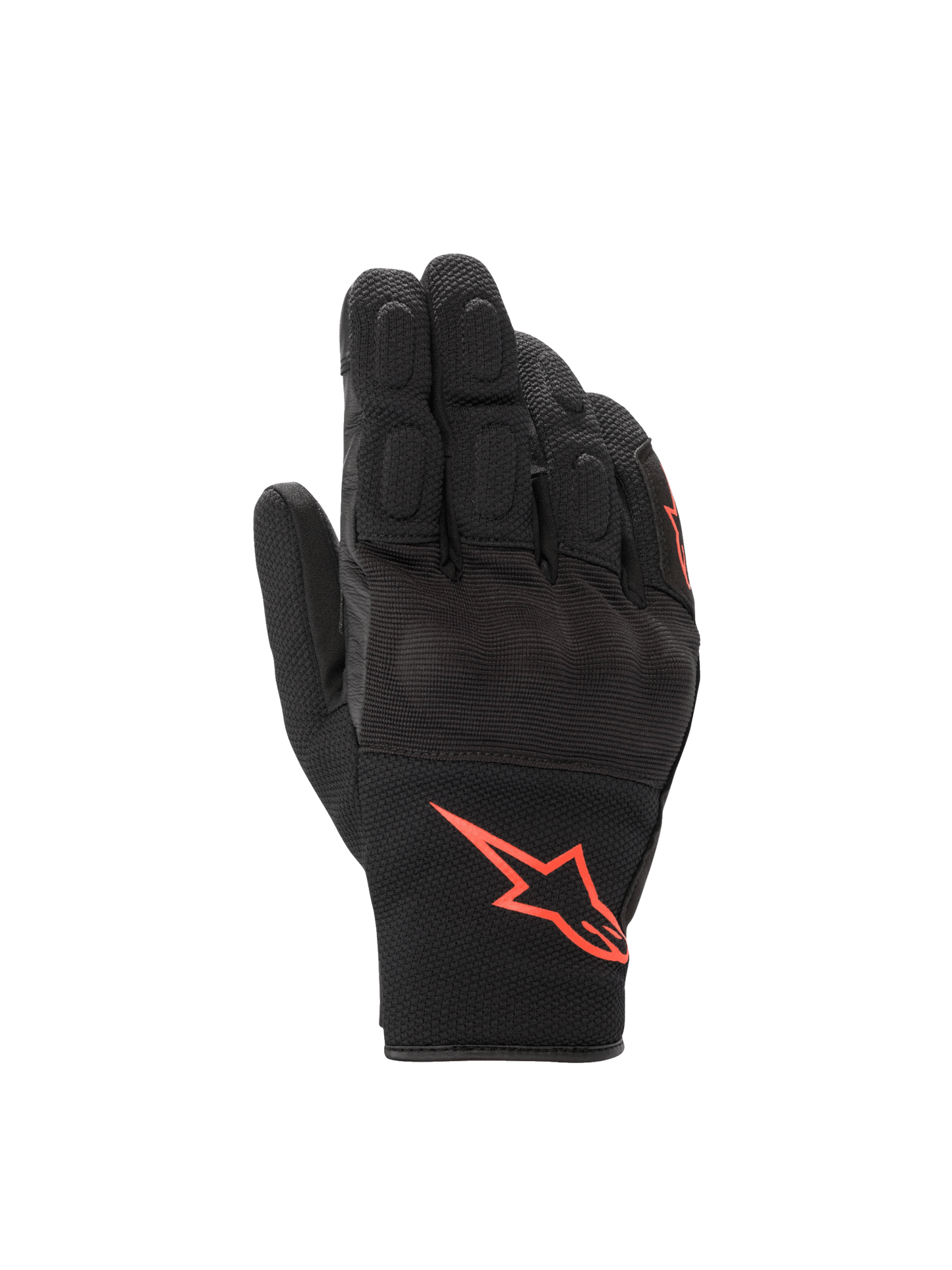 Alpinestars S-Max Drystar  Gloves, black and red fluorescent waterproof motorcycle road gloves with knuckle protection.