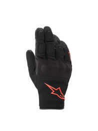 Alpinestars S-Max Drystar  Gloves, black and red fluorescent waterproof motorcycle road gloves with knuckle protection.