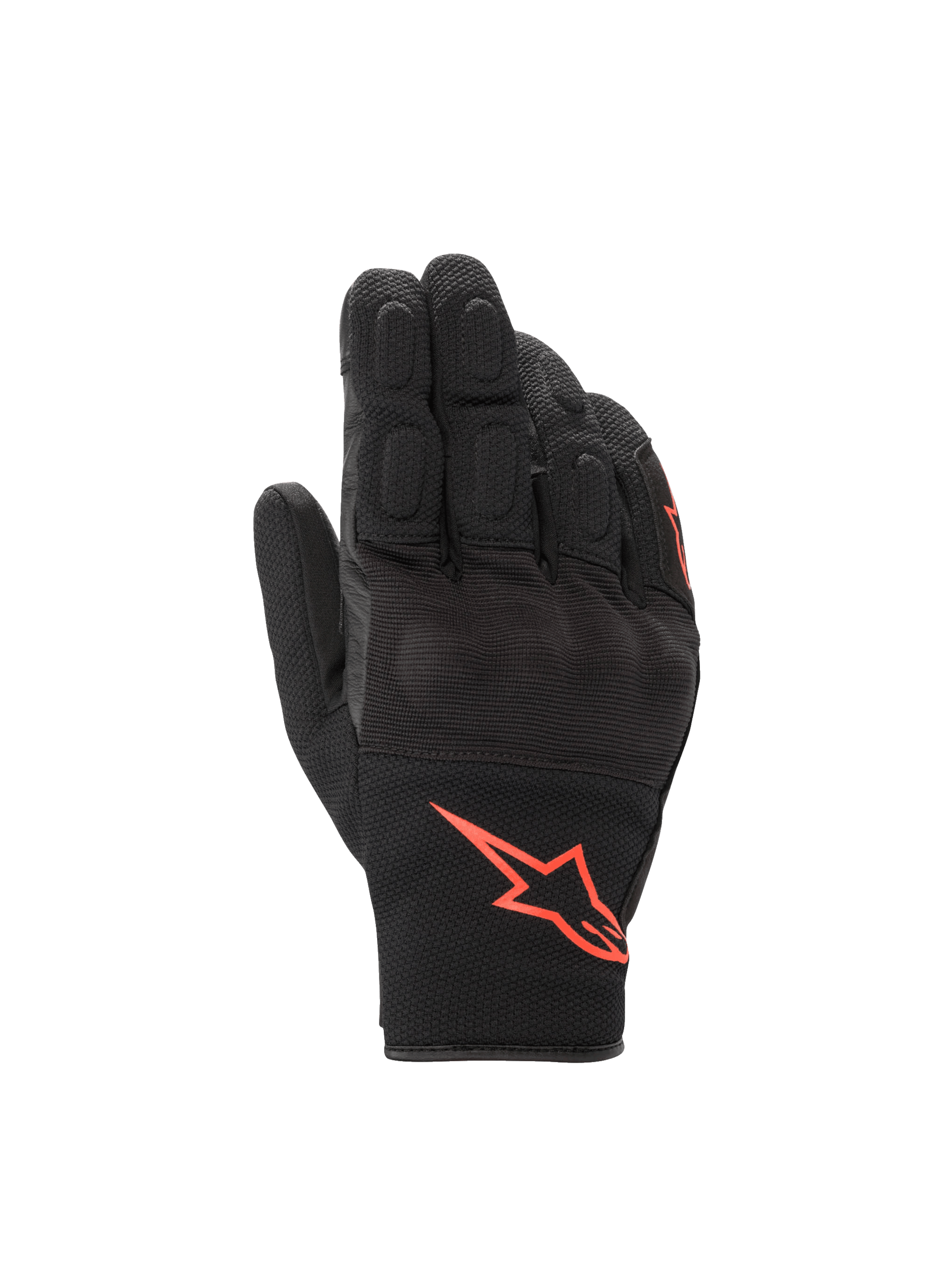 Alpinestars S-Max Drystar  Gloves, black and red fluorescent waterproof motorcycle road gloves with knuckle protection.