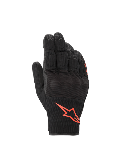 Alpinestars S-Max Drystar  Gloves, black and red fluorescent waterproof motorcycle road gloves with knuckle protection.