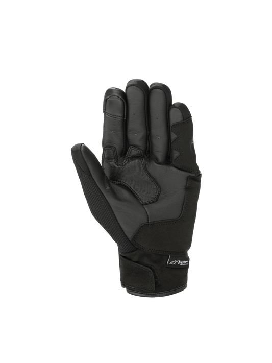 Alpinestars S-Max Drystar Gloves, waterproof motorcycle sport gloves, black and anthracite gray textile and leather.