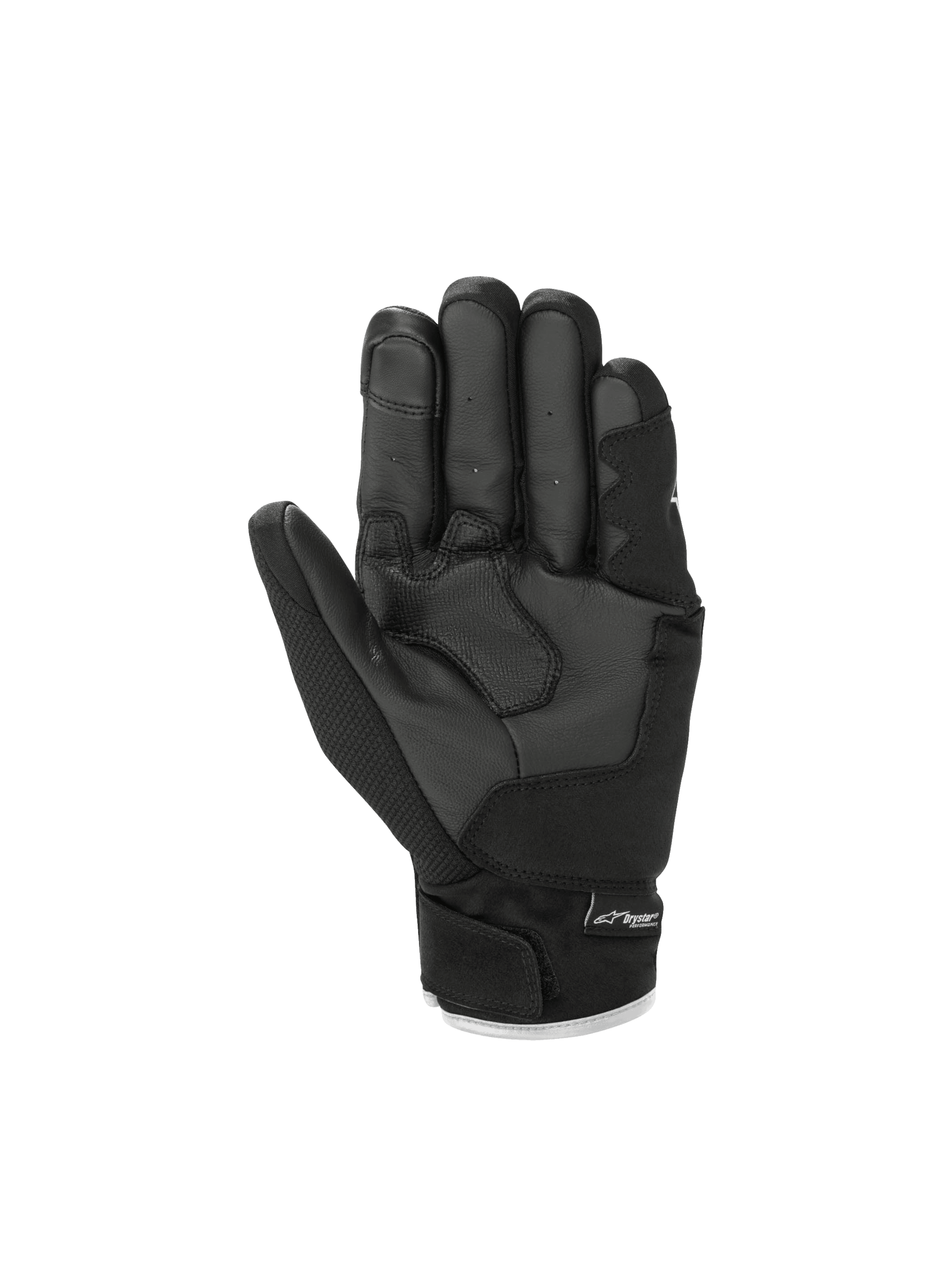Alpinestars S-Max Drystar® Gloves in black, waterproof road motorcycle sport gloves with leather palm and short cuff.