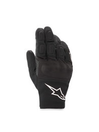 Alpinestars S-Max Drystar® Gloves, waterproof black and white motorcycle road gloves with leather and hard knuckles.
