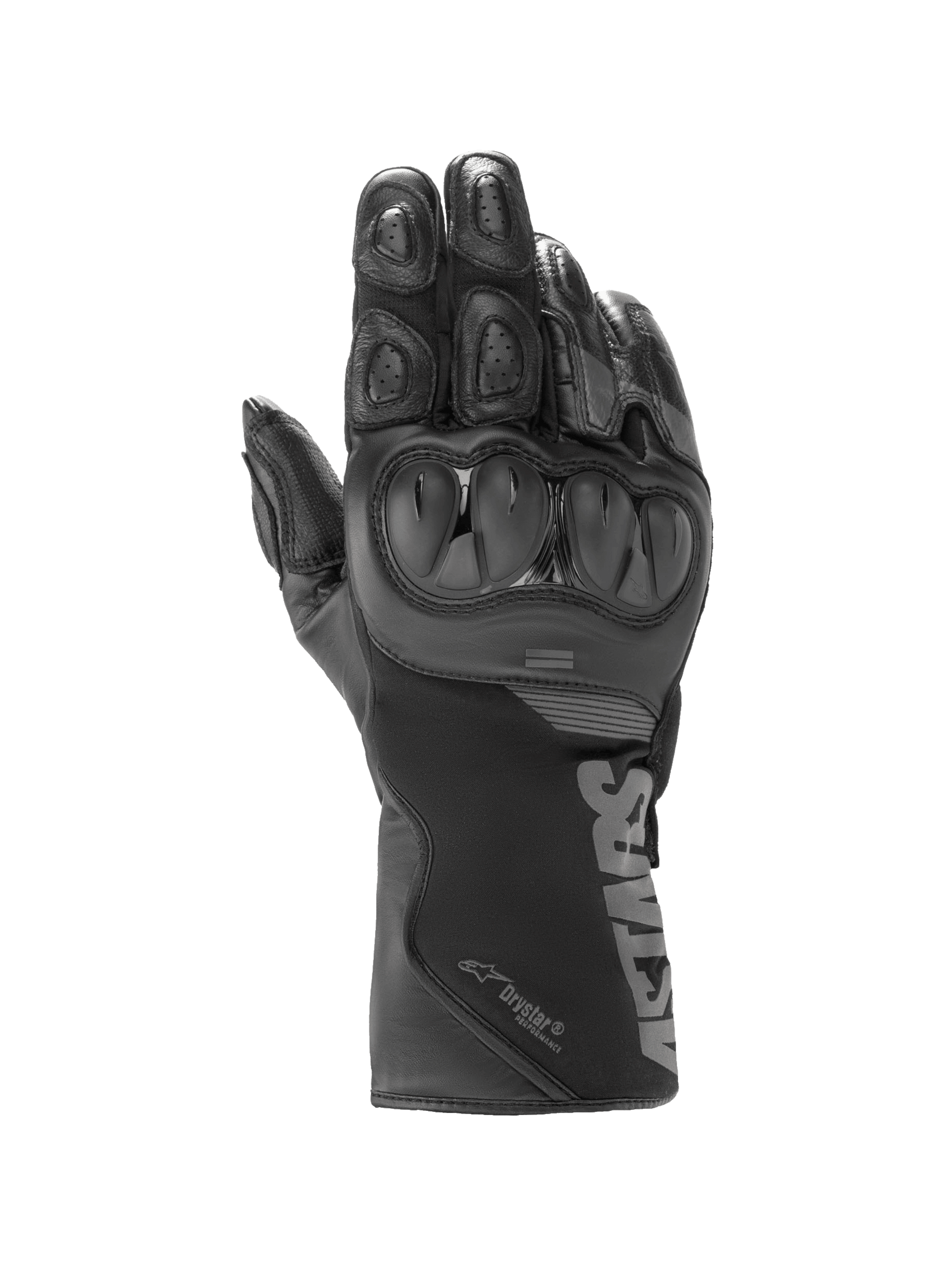 Alpinestars SP-365 Drystar® Gloves, waterproof motorcycle racing gloves in Gray and Black with SP knuckle protection.