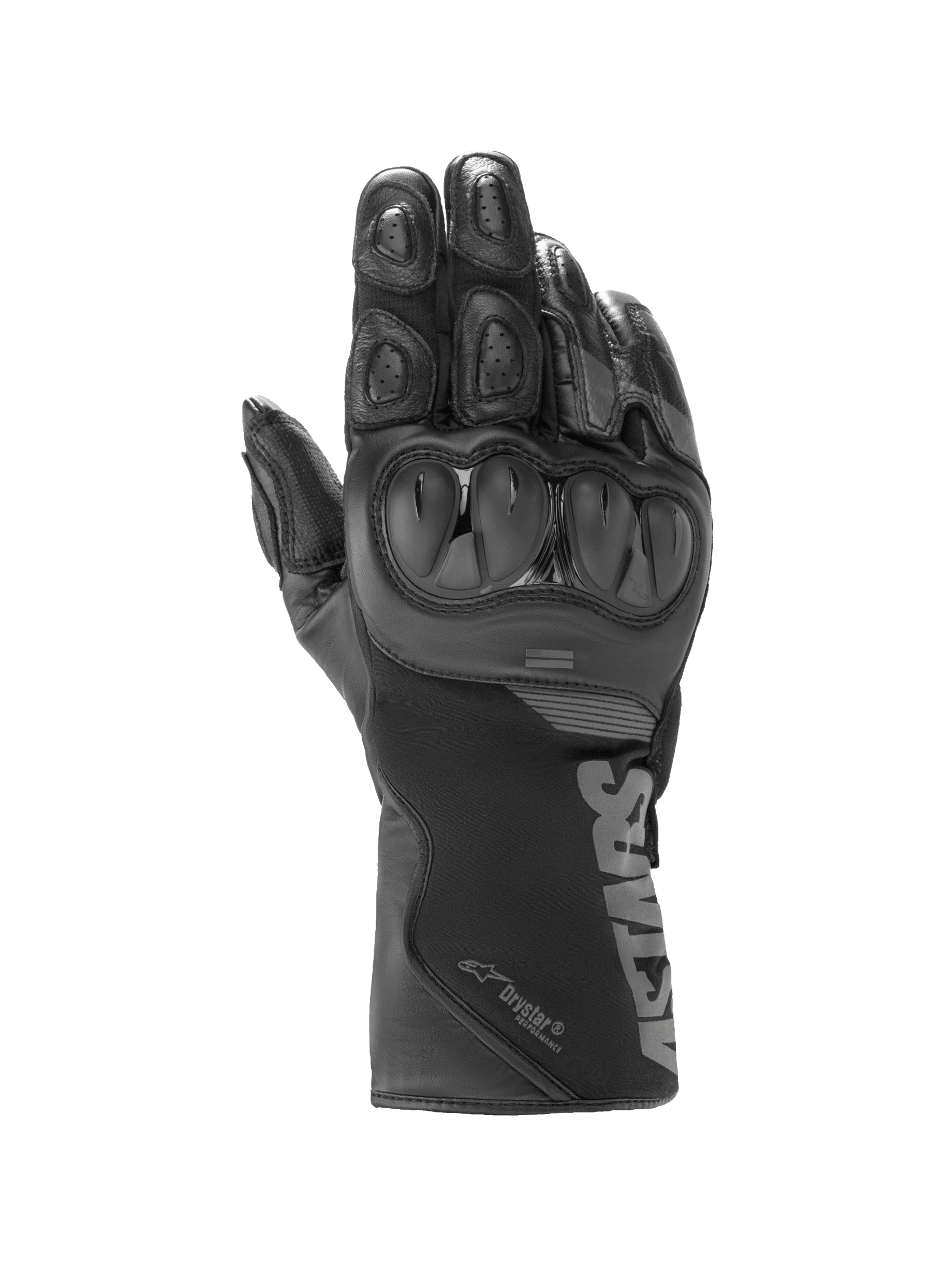 Alpinestars SP-365 Drystar® Gloves, waterproof motorcycle racing gloves in Gray and Black with SP knuckle protection.