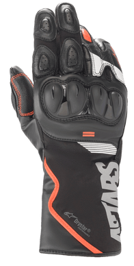 Alpinestars SP-365 Drystar Gloves, Motorcycle Touring Gloves, Black with Red and White Accents, Hard Knuckle Protection, Perforated Leather Construction, Waterproof and Breathable Technology