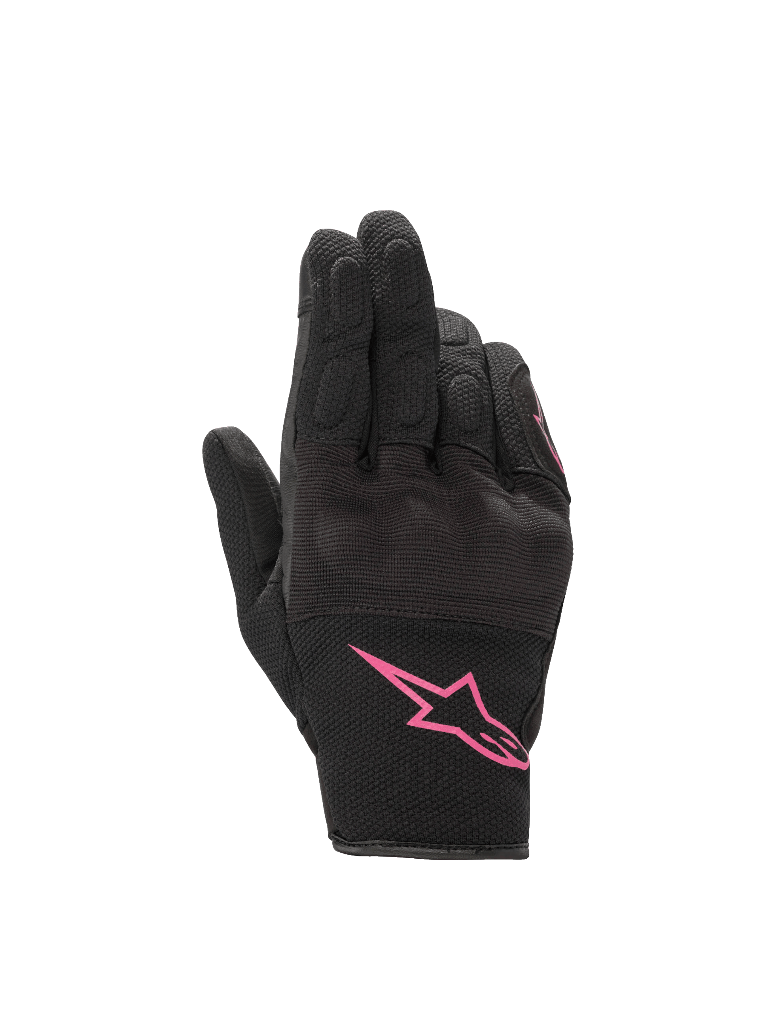Alpinestars Stella S-Max Drystar Women's Gloves, black and fuchsia waterproof motorcycle gloves with knuckle protection.