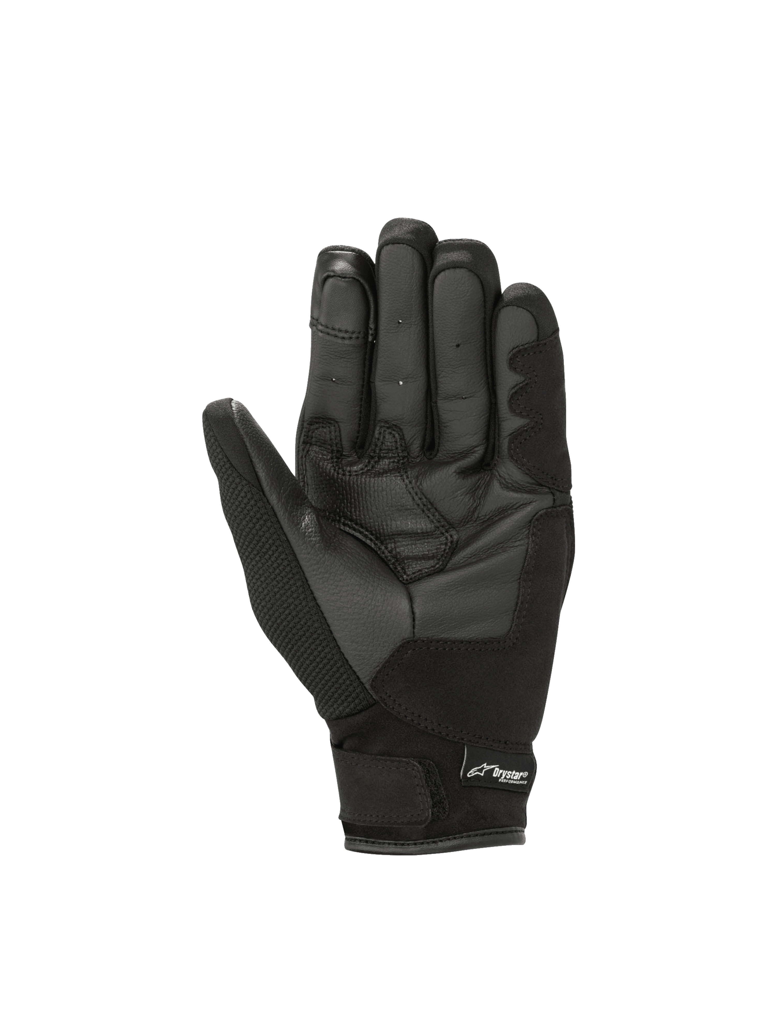 Alpinestars Stella S-Max Drystar Women's Motorcycle Gloves, black and anthracite leather palm with waterproof protection.