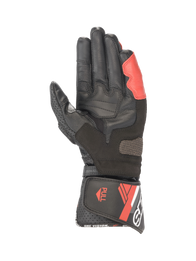Alpinestars SP-8 V3 Gloves, Men's Motorcycle Racing Gloves, Black and Bright Red leather with palm reinforcements.