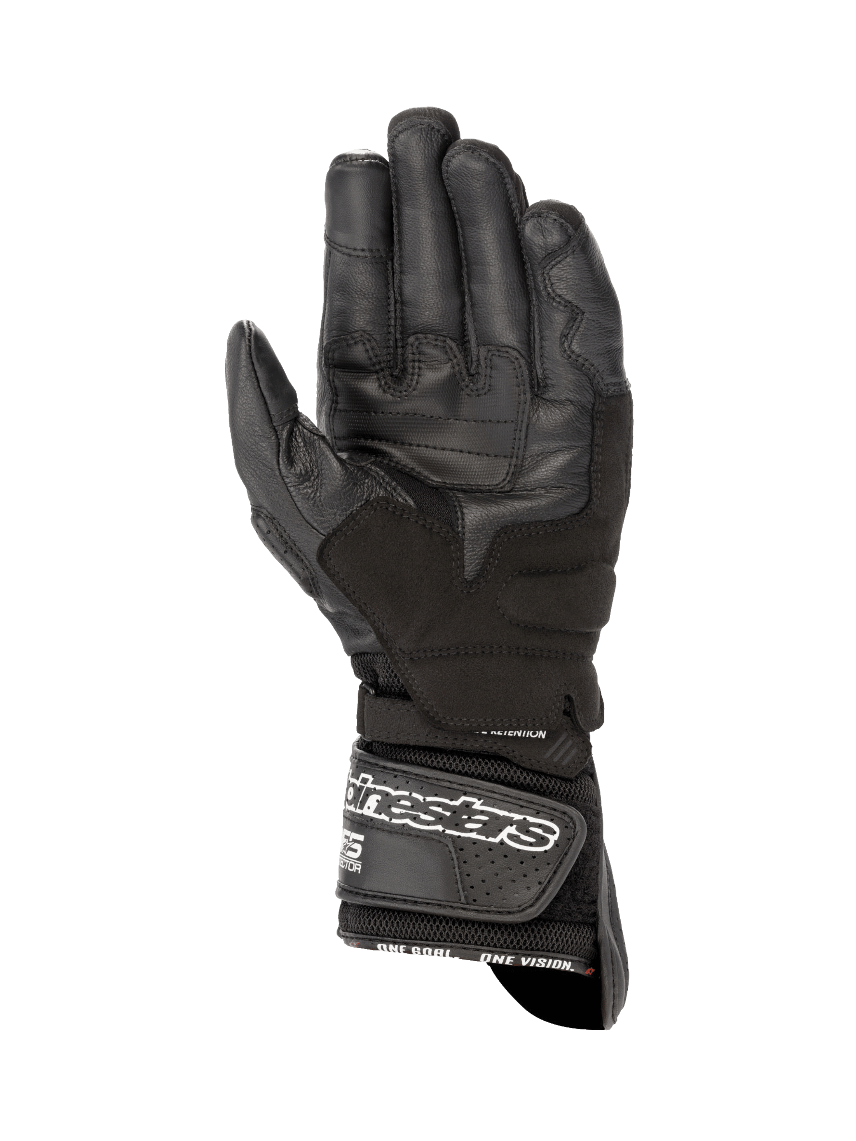 Alpinestars SP-8 V3 Air Men's Motorcycle Racing Gloves in black, featuring a reinforced leather palm and mesh backhand.