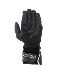 Alpinestars SP-8 V3 Air Gloves, black and white men's racing motorcycle gloves with perforated leather and a secure palm grip.