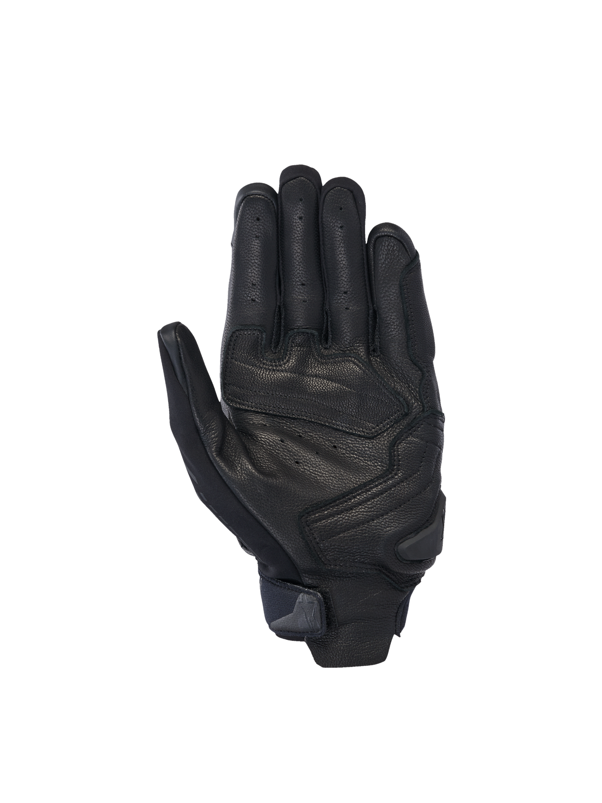 Alpinestars SP X 7 Gloves, black perforated leather motorcycle racing gloves with a reinforced palm slider.