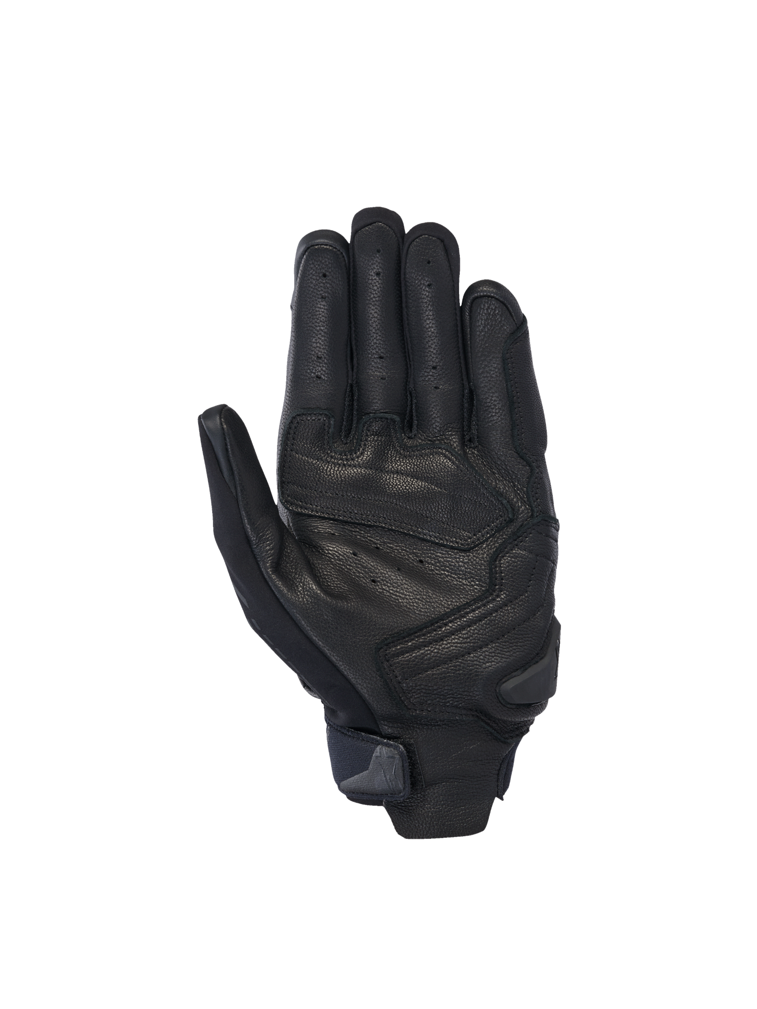 Alpinestars SP X 7 Gloves, black perforated leather motorcycle racing gloves with a reinforced palm slider.