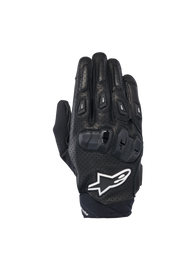 Alpinestars SP X 7 Gloves, Men's black and white short motorcycle gloves, perforated leather with CE knuckle protection.