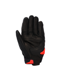 Alpinestars SP X 7 Gloves, Short Sports Motorcycle Gloves, Black with Red Fluo accents, palm view showing perforated leather construction, reinforced palm area, and TPR palm slider.
