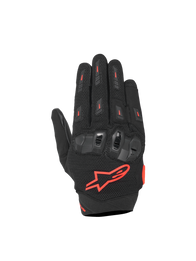 Alpinestars SP X 5 Air Gloves, black and red fluo motorcycle racing gloves with 3D mesh and TPU knuckle protection.