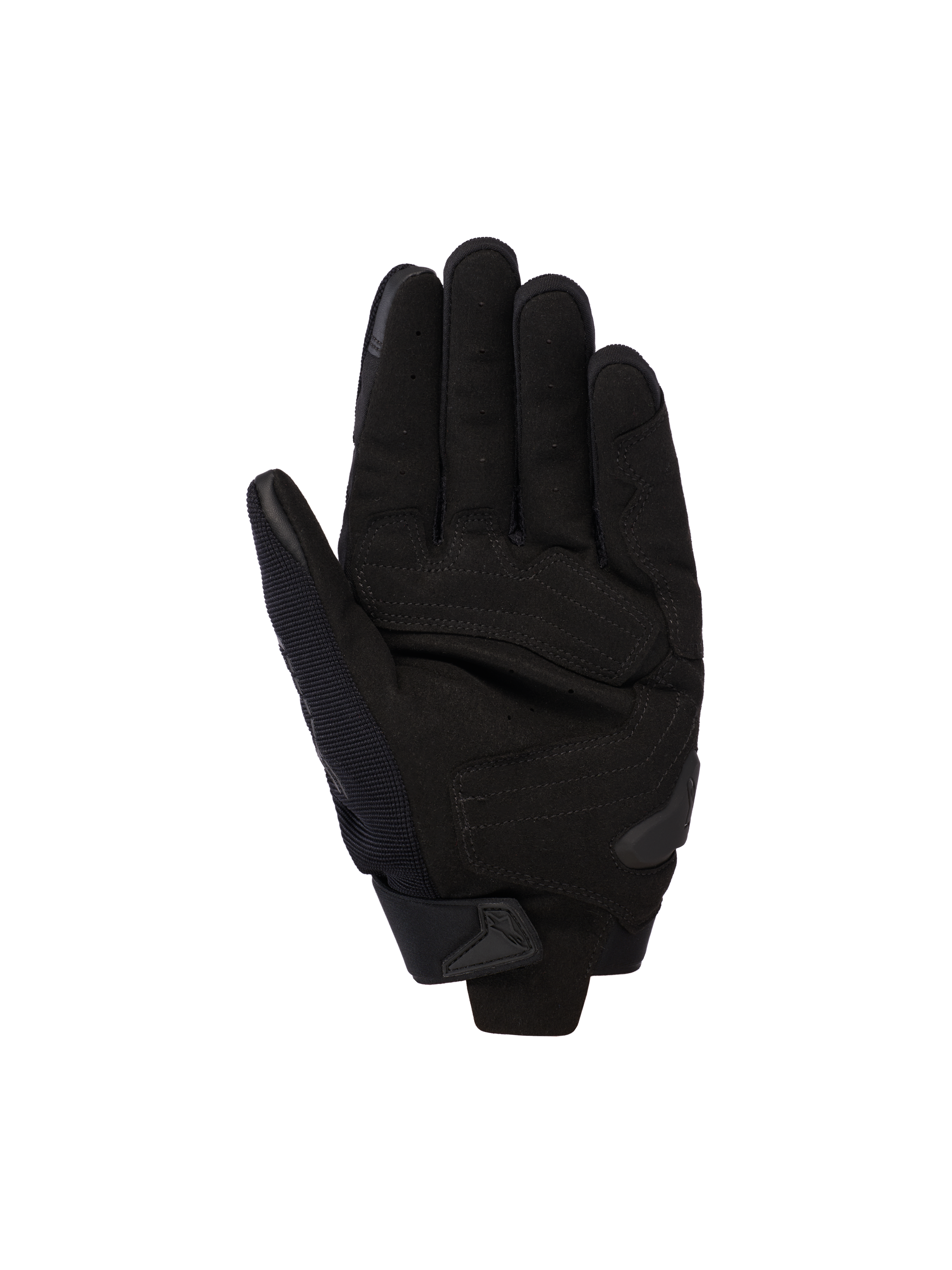 Alpinestars SP X 5 Air Gloves, Black, palm view featuring perforated leather for airflow, reinforced palm overlays, and a TPR slider, designed for sport and road riding