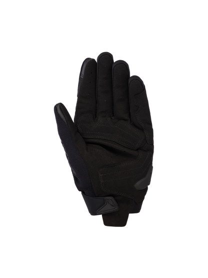 Alpinestars SP X 5 Air Gloves, Black, palm view featuring perforated leather for airflow, reinforced palm overlays, and a TPR slider, designed for sport and road riding