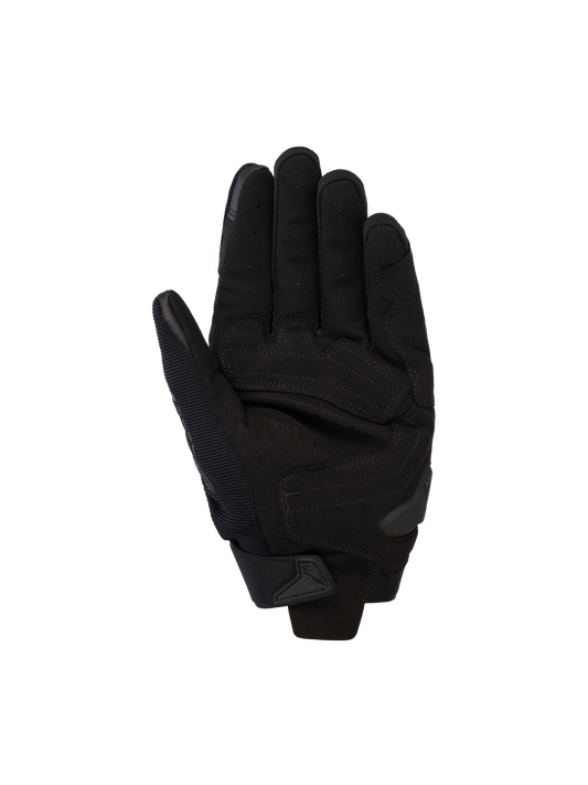Alpinestars SP X 5 Air Gloves, Black, palm view featuring perforated leather for airflow, reinforced palm overlays, and a TPR slider, designed for sport and road riding