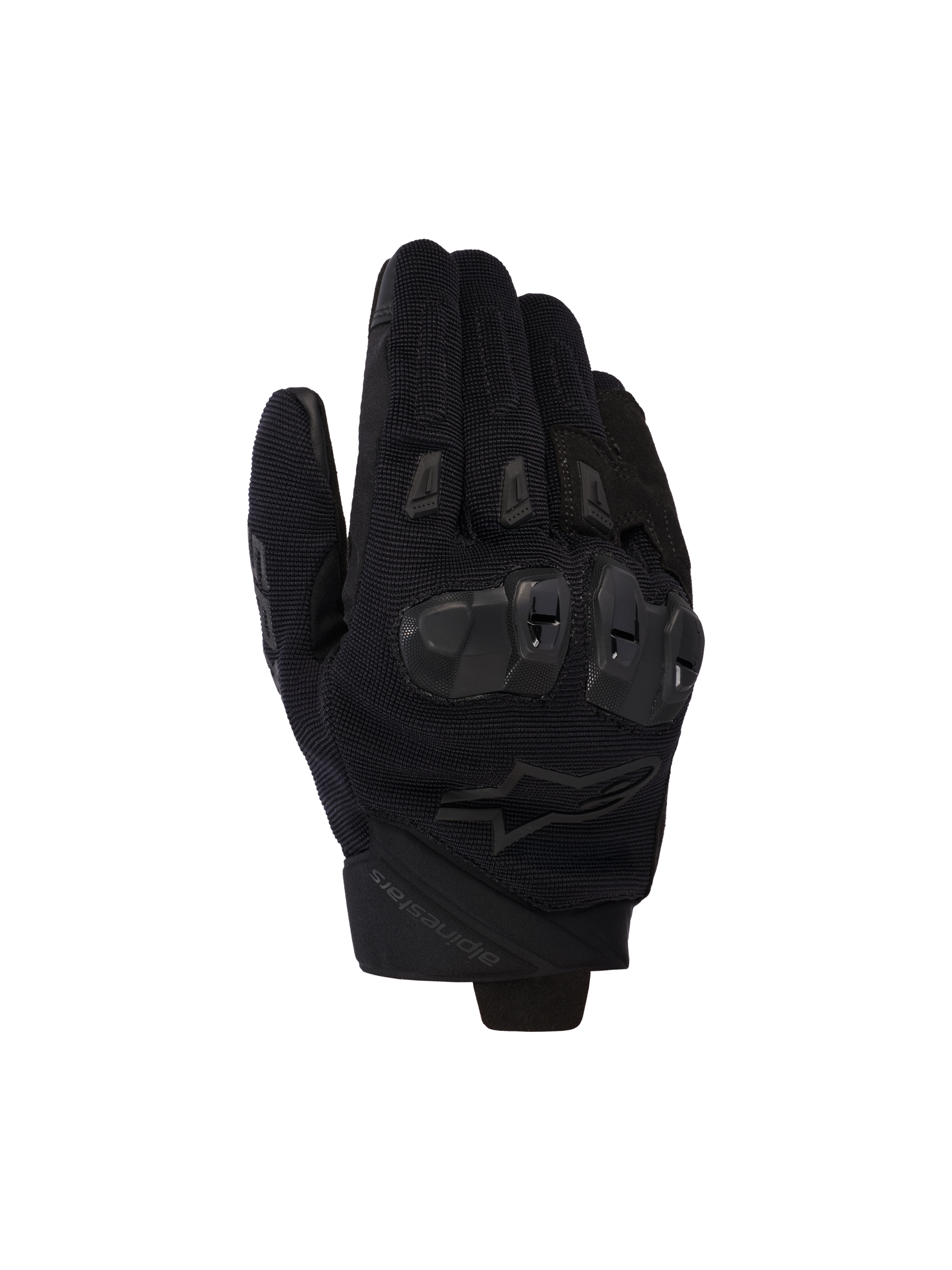 Alpinestars SP X 5 Air Gloves, Black Motorcycle Gloves, stretch 3D mesh backhand with TPU double-density knuckle protection, short-cuff design, ventilated finger sliders, ergonomic sport riding performance