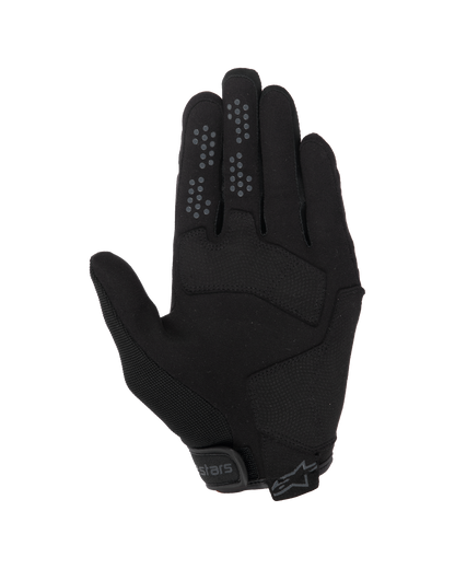 Alpinestars Chrome V2 Gloves, Urban Motorcycle Gloves, Black Asphalt, palm view featuring synthetic suede construction, silicone grip dots on index and middle fingers, and adjustable hook and loop cuff closure.