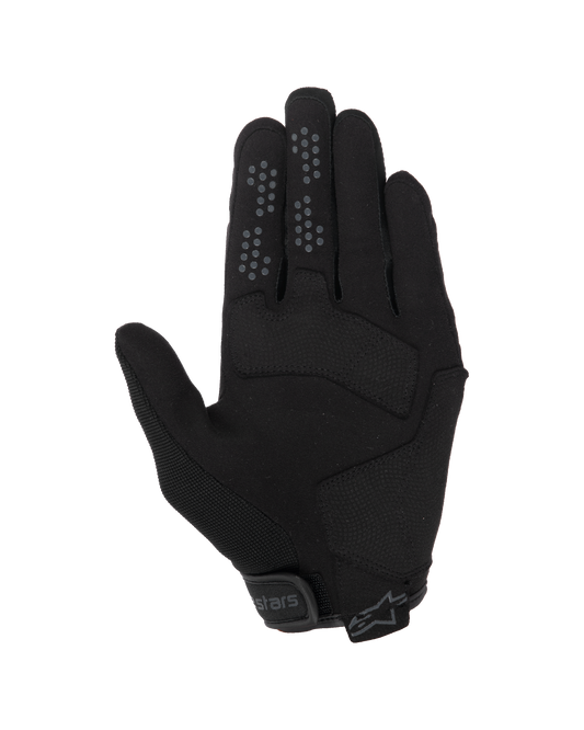 Alpinestars Chrome V2 Gloves, Urban Motorcycle Gloves, Black Asphalt, palm view featuring synthetic suede construction, silicone grip dots on index and middle fingers, and adjustable hook and loop cuff closure.
