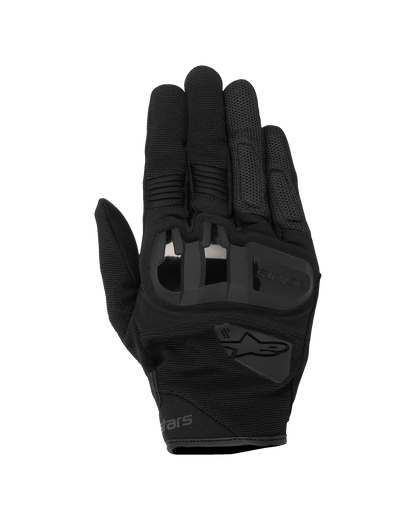 Alpinestars Chrome V2 Gloves, Motorcycle Riding Gloves, Black Asphalt, featuring 3D soft TPU knuckle protection, stretch mesh ventilation panels, and accordion finger inserts, short cuff urban design