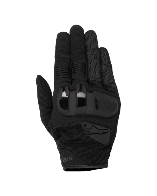 Alpinestars Chrome V2 Gloves, Motorcycle Riding Gloves, Black Asphalt, featuring 3D soft TPU knuckle protection, stretch mesh ventilation panels, and accordion finger inserts, short cuff urban design
