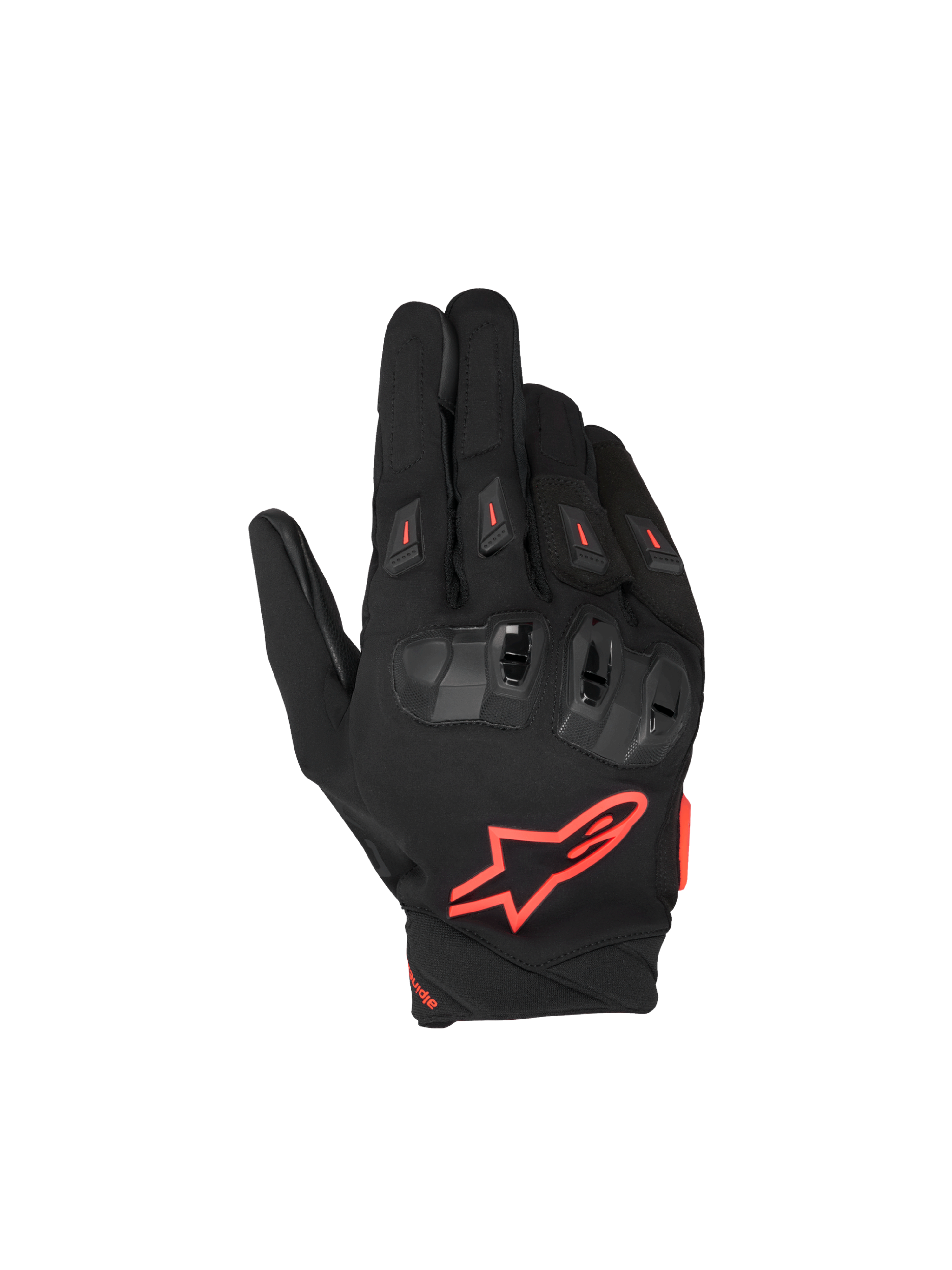 Alpinestars SP X 3 Gloves, Motorcycle Racing Gloves, Black and Red Fluo, CE Certified with double-density TPU knuckle.