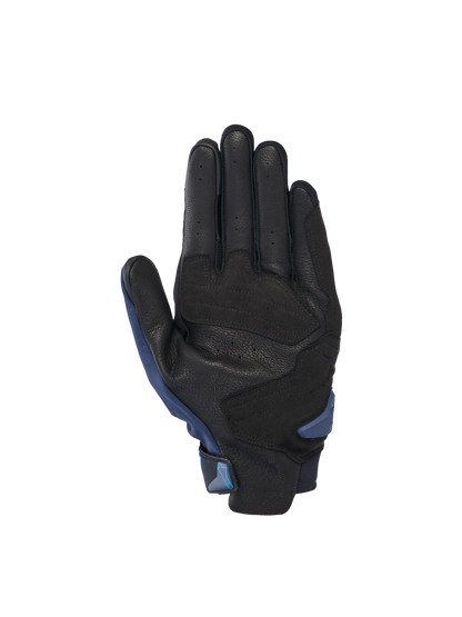Alpinestars SP X 3 Gloves for road racing, featuring a perforated black leather palm with dark blue accents.
